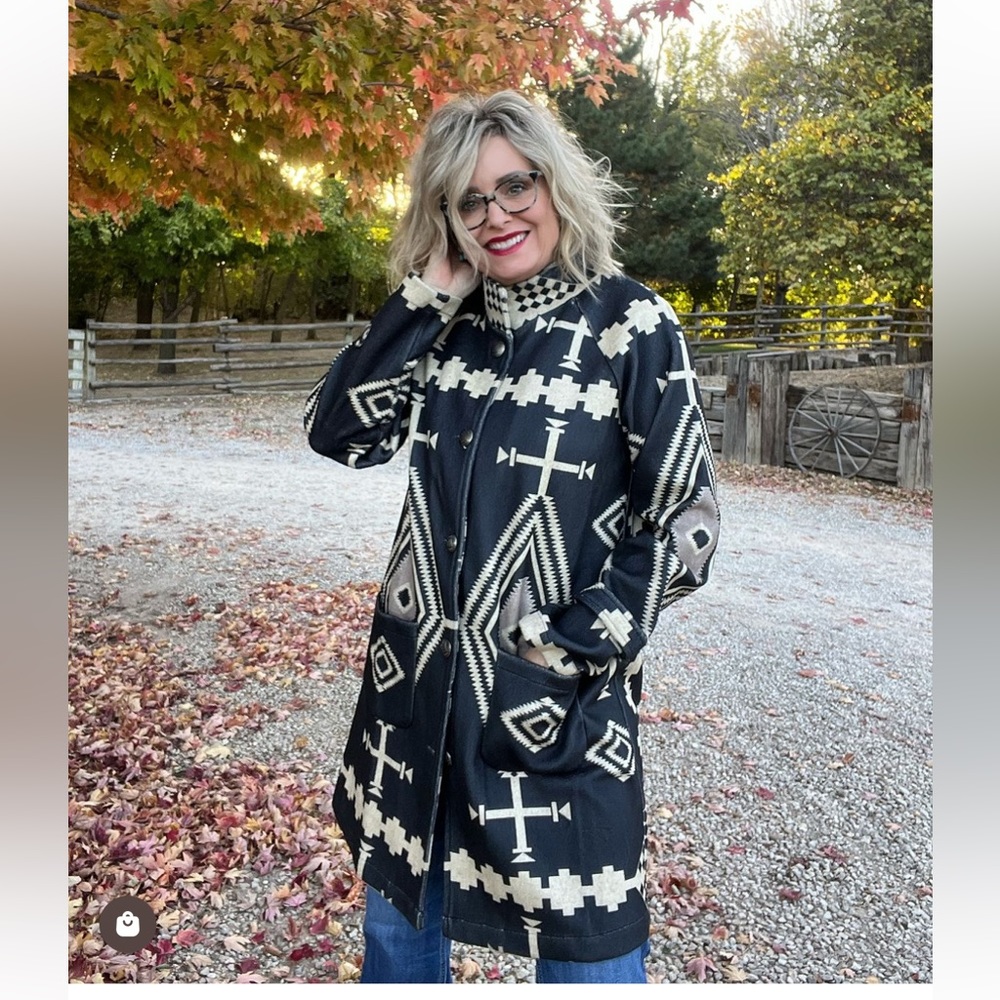 Gorgeous Southwestern Print Peacoat/Car Coat
